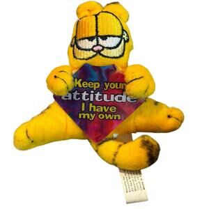 Vtg PAWS Garfield mini plush Window Cling "keep your attitude I have my own"